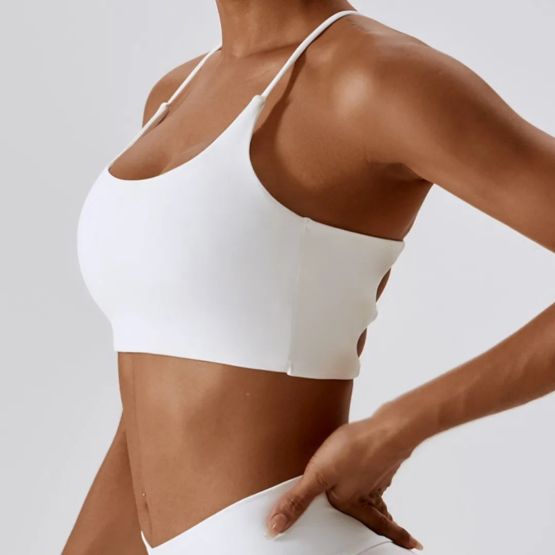 Women Fitness Fitness Sport Bra Top Gym Yoga Underwear Athletic with Chest Pad U-Neck Spaghetti Straps Cross Beauty Back Hollow